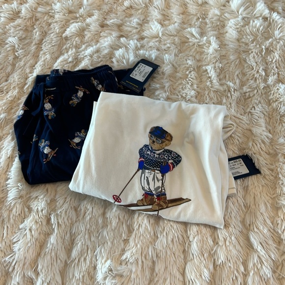 🎉Host Pick🎉Polo Ralph Lauren Mens 2-pc Set Navy Bottom/Cream Top Loungewear XS - Picture 2 of 16